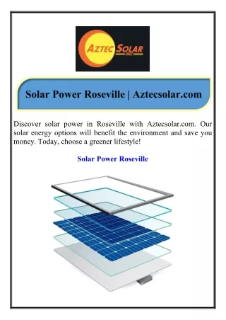 Solar Power Roseville Aztecsolar.com