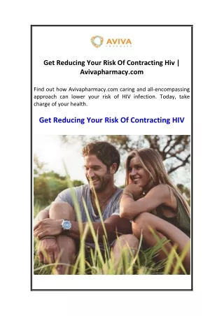 Get Reducing Your Risk Of Contracting Hiv  Avivapharmacy.com