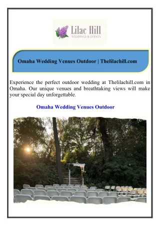 Omaha Wedding Venues Outdoor Thelilachill.com