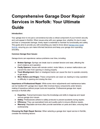 Garage door repair Norfolk