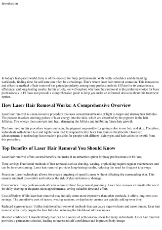 Why Busy Professionals in El Paso Prefer Laser Hair Removal?