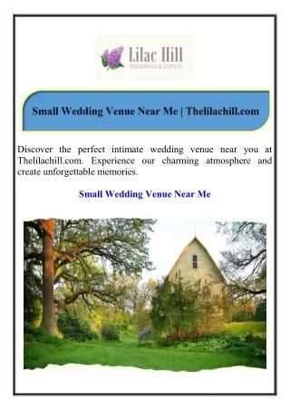 Small Wedding Venue Near Me Thelilachill.com