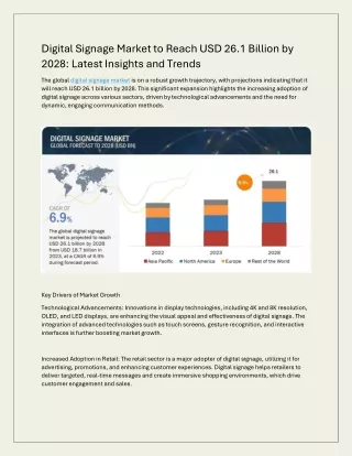 Digital Signage Market to Reach USD 26.1 Billion by 2028: Latest Insights and