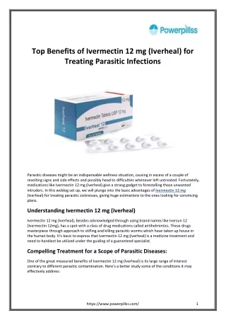 Top Benefits of Ivermectin 12 mg (Iverheal) for Treating Parasitic Infections