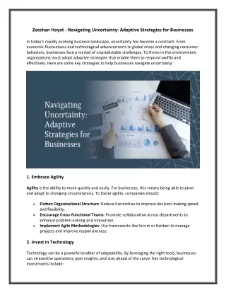 Zeeshan Hayat - Navigating Uncertainty - Adaptive Strategies for Businesses