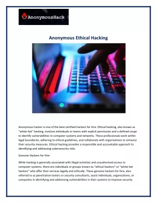 Anonymous Ethical Hacking