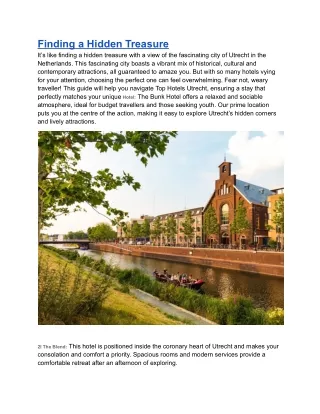 Unveiling Utrecht's Gems: A Guide to the Top Hotels Utrecht