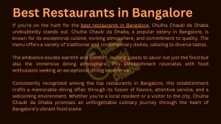 Best Restaurants in Bangalore