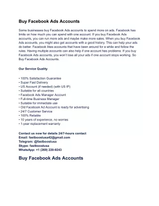 Buy Facebook Ads Accounts 2024 Top 10