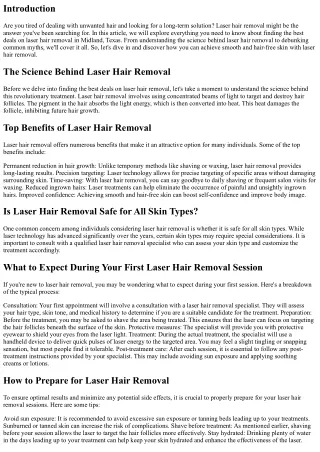 Finding the Best Deals on Laser Hair Removal in Midland, Texas