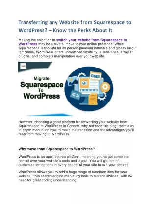 Transferring any Website from Squarespace to WordPress Know the Perks About It