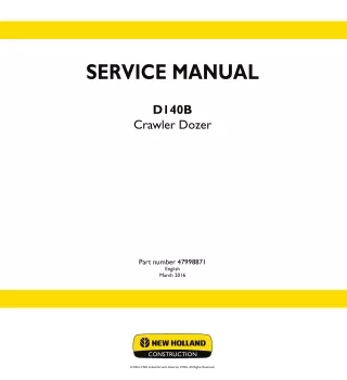 New Holland D140B Crawler Dozer Service Repair Manual Instant Download