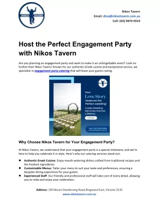 Host the Perfect Engagement Party with Nikos Tavern