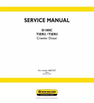 New Holland D180C BD TIER 3 Crawler Dozer Service Repair Manual Instant Download