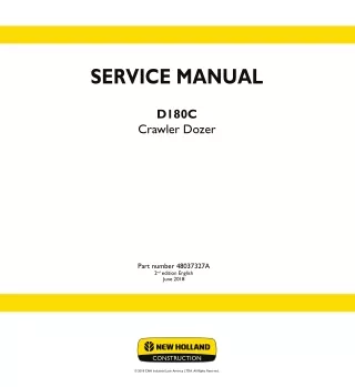 New Holland D180C Crawler Dozer Service Repair Manual Instant Download