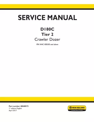 New Holland D180C Tier 2 Crawler Dozer Service Repair Manual Instant Download 1