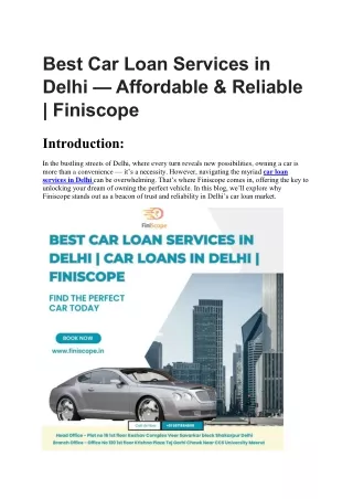 best car loan services in Delhi