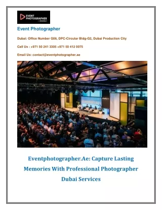 Eventphotographer.Ae Capture Lasting Memories With Professional Photographer Dubai Services