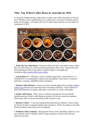 Top 10 Best Coffee Beans in Australia for 2024