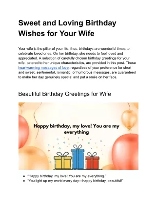 Sweet and Loving Birthday Wishes for Your Wife