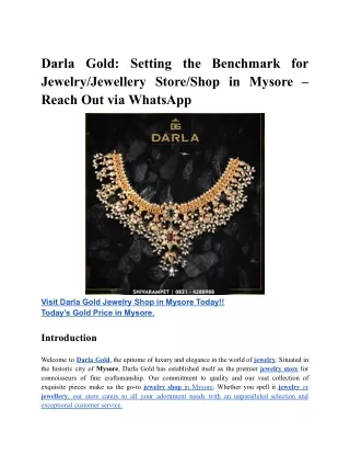 Darla Gold: Setting the Benchmark for Jewelry/Jewellery Store/Shop in Mysore – R