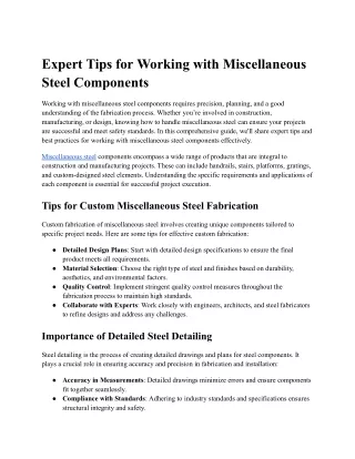Expert Tips for Working with Miscellaneous Steel Components