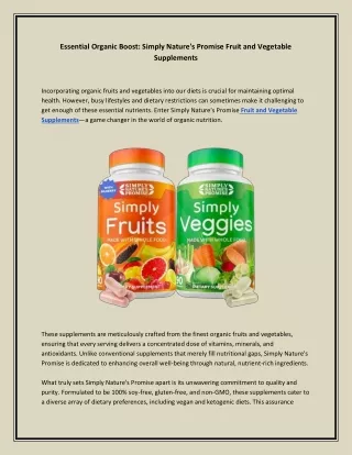 Essential Organic Boost: Simply Nature's Promise Fruit and Vegetable Supplements