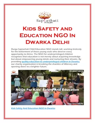 Kids Safety and Education NGO In Dwarka Delhi