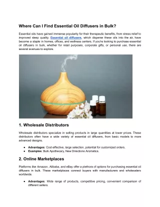 Where Can I Find Essential Oil Diffusers in Bulk