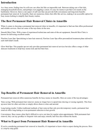 Active Moms and also the Benefit of Long lasting Hair Removing in Amarillo
