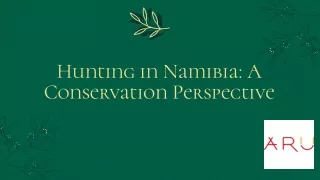 Hunting in Namibia  A Conservation Perspective