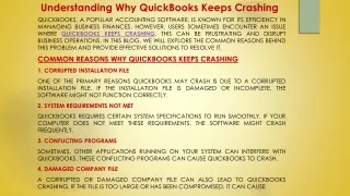 How to Fix QuickBooks Keeps Crashing Issue