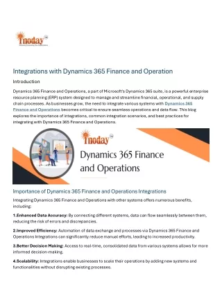 Integrations with Dynamics 365 Finance and Operation