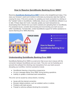 How to Resolve QuickBooks Banking Error 9999_