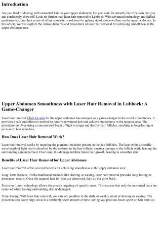 Upper Abdomen Smoothness with Laser Hair Removal in Lubbock