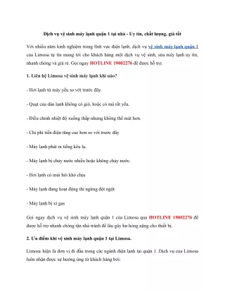 vệ sinh máy lạnh quận 1