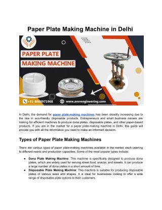 Paper Plate Making Machine in Delhi