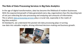 The Role of Data Processing Services