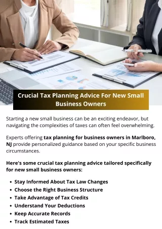 Crucial Tax Planning Advice For New Small Business Owners