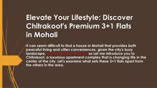 Elevate Your Lifestyle Discover Chitrakoot's Premium  Flats in Mohali