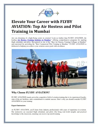 Choosing the Best Air Hostess Training Institute in Mumbai