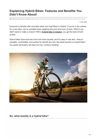 Explaining Hybrid Bikes Features and Benefits You Didnt Know About