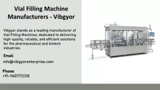 Vial Filling Machine Manufacturers  - Vibgyor