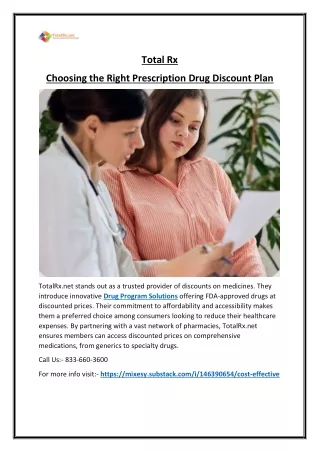 Affordable Prescription Drug Discount Plans - Save Now