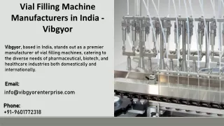 Vial Filling Machine Manufacturers in India - Vibgyor