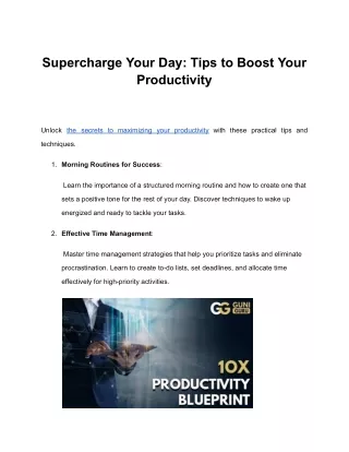 Supercharge Your Day: Tips to Boost Your Productivity | GuniGuru