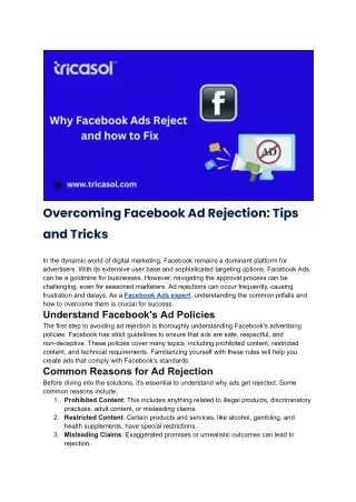 Overcoming Facebook Ad Rejection: Tips and Tricks