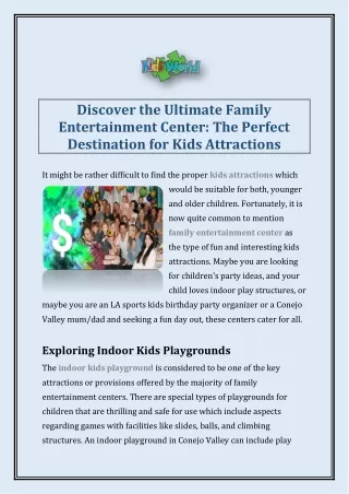 Ultimate Family Entertainment Center Perfect Destination for Kids Attractions