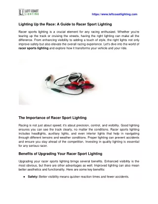 Custom Racers Sport Lighting for Optimal Performance