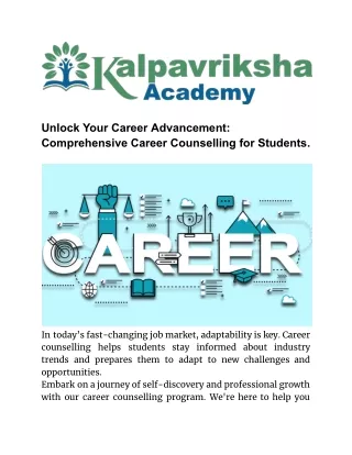 Unlock Your Career Advancement: Comprehensive Career Counselling for Students